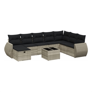 Afuera Living Contemporary Poly Rattan Large Sofa Set in Gray