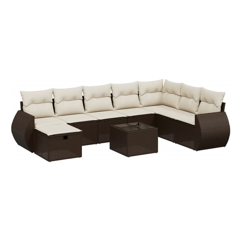 Afuera Living Contemporary 9 Piece Steel Large Sofa Set in Brown