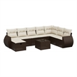 Afuera Living Contemporary 9 Piece Steel Large Sofa Set in Brown
