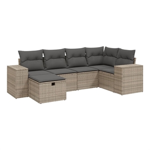 Afuera Living Contemporary Poly Rattan Large Sofa Set in Gray
