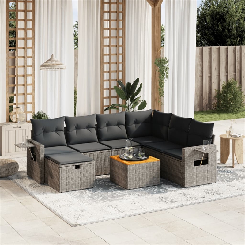 Afuera Living Contemporary 8 Piece Steel Small Sofa Set in Gray