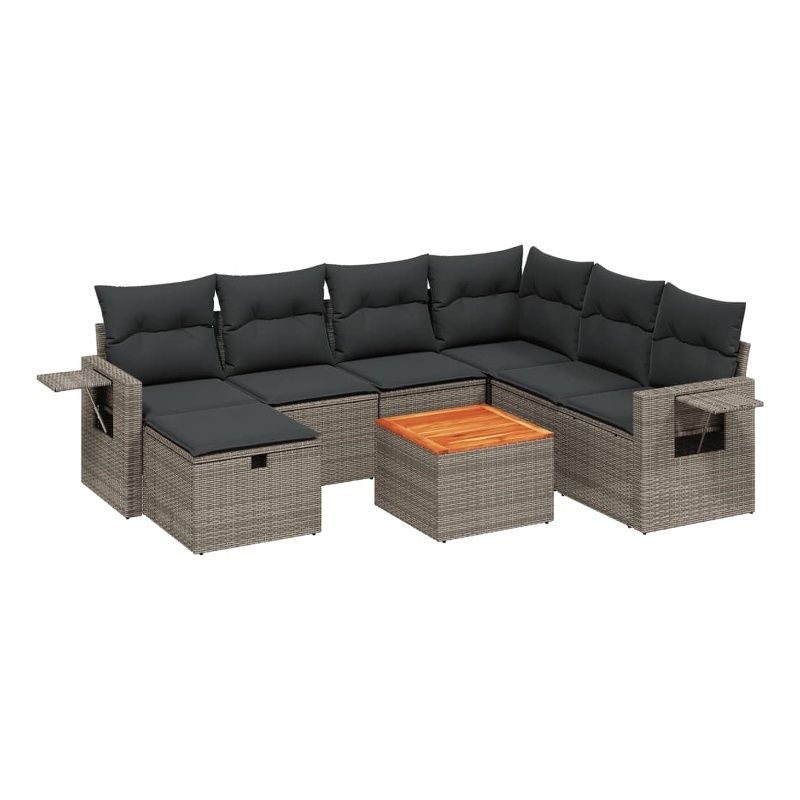 Afuera Living Contemporary 8 Piece Steel Small Sofa Set in Gray
