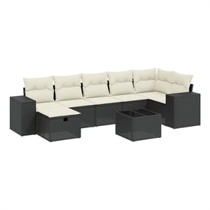 Afuera Living Contemporary 8 Piece Poly Rattan Sofa Set in Black