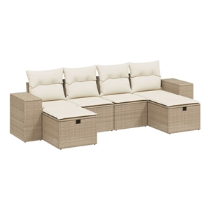 Afuera Living Contemporary Poly Rattan Large Sofa Set in Beige