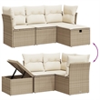 Afuera Living Synthetic Poly Wicker 4 Piece Sofa Set in Cream/Beige