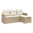 Afuera Living Synthetic Poly Wicker 4 Piece Sofa Set in Cream/Beige