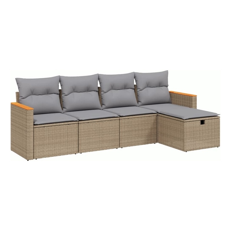 Afuera Living Contemporary 5 Piece Steel Sofa Set in Gray/Beige