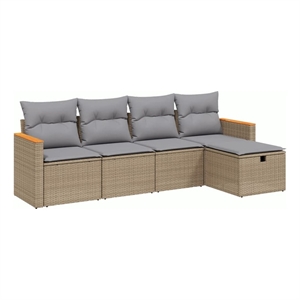 afuera living contemporary 5 piece steel sofa set in gray/beige