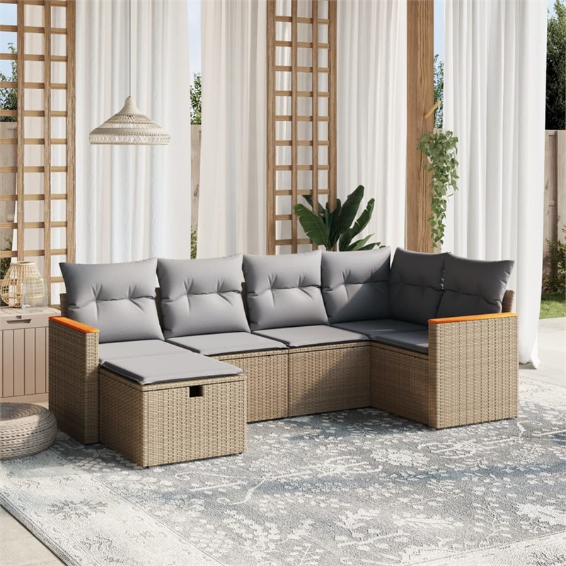 Afuera Living Contemporary 6 Piece Steel Large Sofa Set in Beige