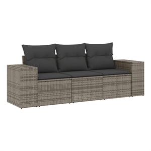 Afuera Living Contemporary 3 Piece Poly Rattan Sofa Set in Gray