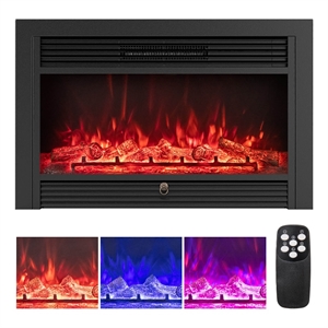 Afuera Living 33&quot Electric Fireplace Insert 750W Recessed Heater in Black