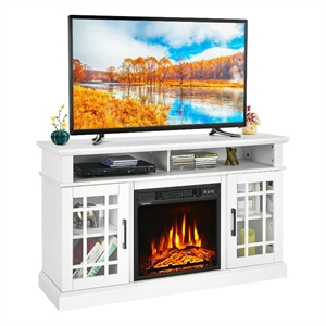 Afuera Living 48&quot TV Stand with 1400W Electric Fireplace in White