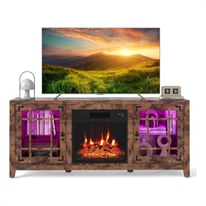 Afuera Living 58&quot TV Stand 18&quot Electric Fireplace in Rustic Brown