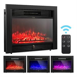 Afuera Living 28.5&quot Fireplace Electric Embedded Insert Heater Glass in Black
