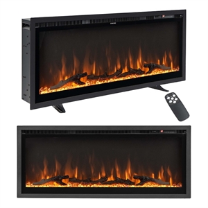 Afuera Living 42&quot Electric Fireplace Recessed Wall Mounted Freestanding in Black