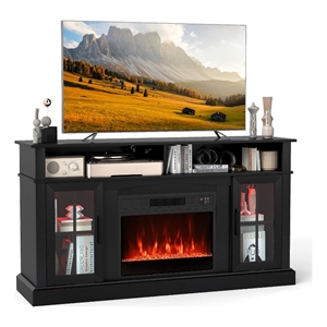 Afuera Living 58&quot Fireplace TV Stand with LED Lights for 65&quot TV in Black