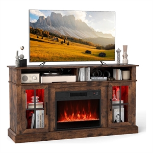 Afuera Living 58&quot Fireplace TV Stand with LED Lights for 65&quot TV in Brown