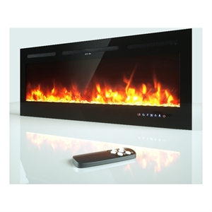 Afuera Living 50&quot Recessed Electric Fireplace Wall Mounted Heaterol in Black
