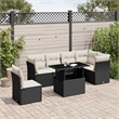 Afuera Living Contemporary 7 Piece Steel Sofa Set in Black/Cream