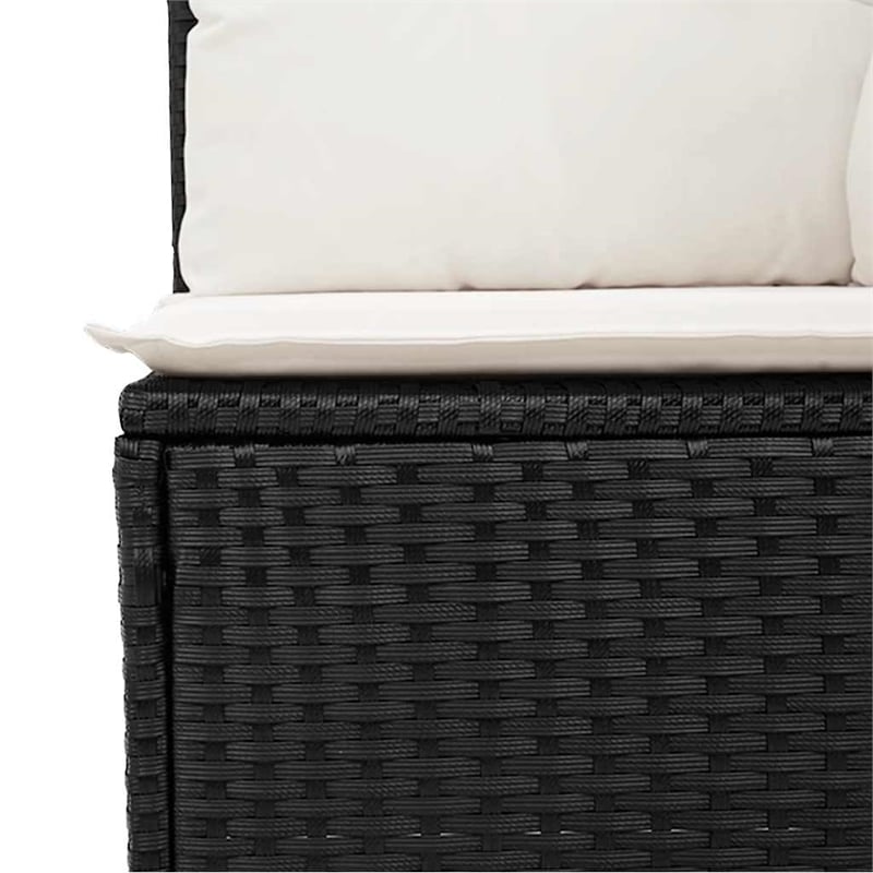 Afuera Living Contemporary Synthetic Poly Rattan 7 Piece Sofa Set in Black/Cream