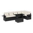 Afuera Living Contemporary Synthetic Poly Rattan 7 Piece Sofa Set in Black/Cream