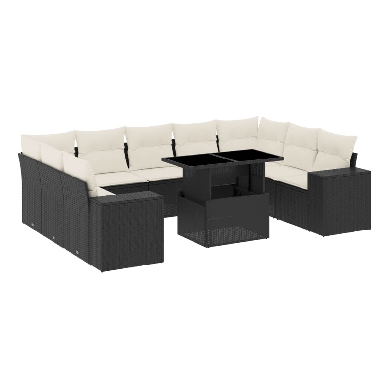 Afuera Living Contemporary 10 Piece Steel Large Sofa Set in Black