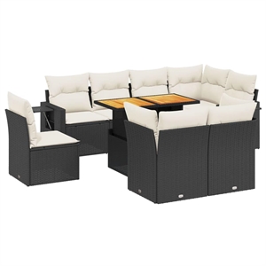 Afuera Living Contemporary 9 Piece Steel Sofa Set in Black/Cream