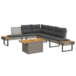Afuera Living Contemporary Solid Acacia Wood Sofa Set in Gray