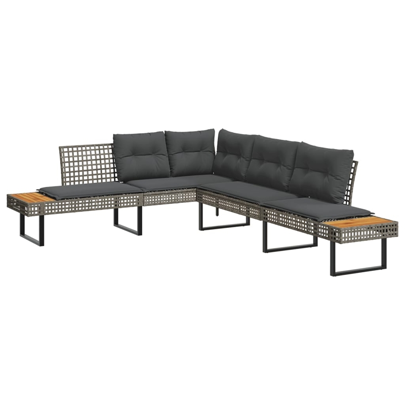 Afuera Living Contemporary Solid Acacia Wood Sofa Set in Gray