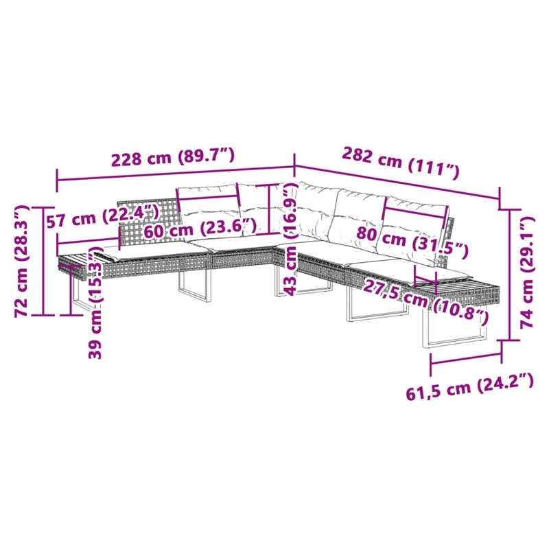 Afuera Living Contemporary Solid Acacia Wood Sofa Set in Gray
