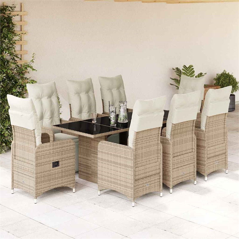 Afuera Living Contemporary 9 Piece Large Bistro Set in Brown