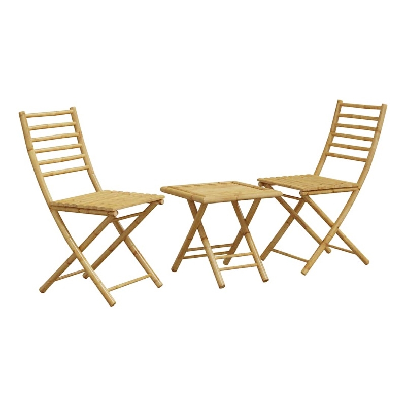 Afuera Living Contemporary 3 Piece Bamboo Bistro Set in Natural