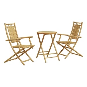 Afuera Living Contemporary Bamboo Wood Bistro Set in Natural