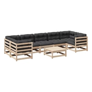 Afuera Living Contemporary 8 Piece Wood Patio Sofa Set in Anthracite