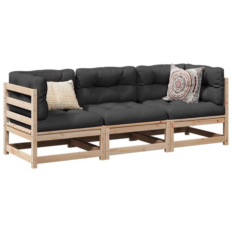 Afuera Living Contemporary Durable Wood Medium Sofa Set in Natural