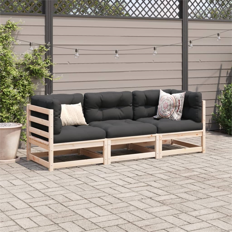 Afuera Living Contemporary Durable Wood Medium Sofa Set in Natural