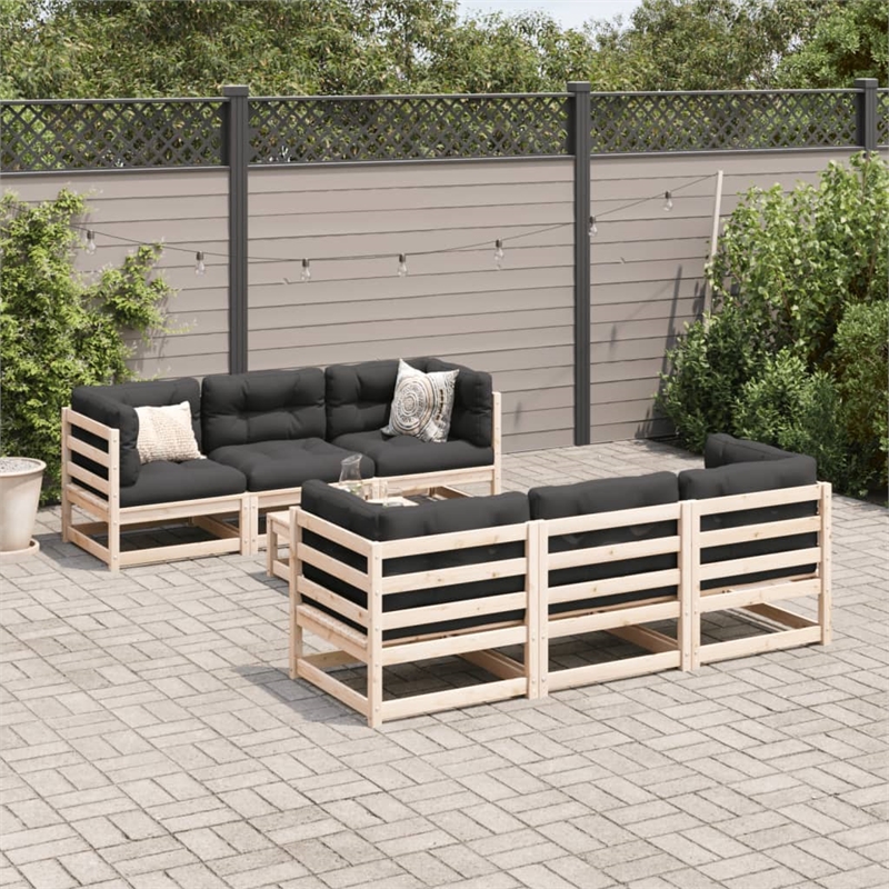 Afuera Living Contemporary Solid Pine Wood Large Sofa Set in Natural