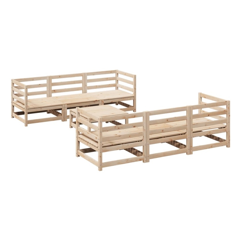 Afuera Living Contemporary Solid Pine Wood Large Sofa Set in Natural