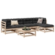 Afuera Living Contemporary 6 Piece Wood Large Sofa Set in Natural