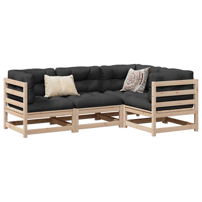 Afuera Living Contemporary Durable Wood Large Sofa Set in Natural