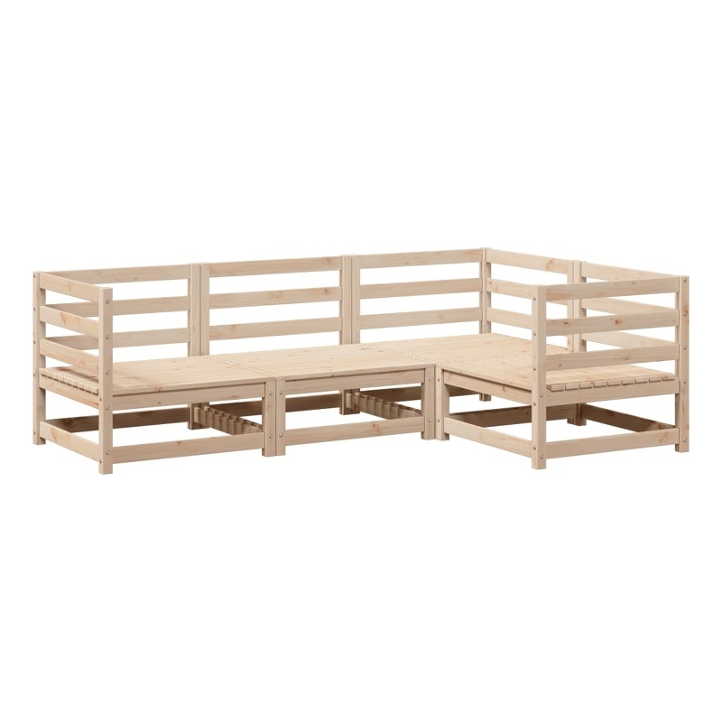 Afuera Living Contemporary Durable Wood Large Sofa Set in Natural