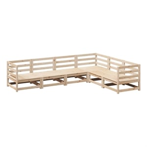 Afuera Living Contemporary 6 Piece Solid Pine Wood Sofa Set in Natural