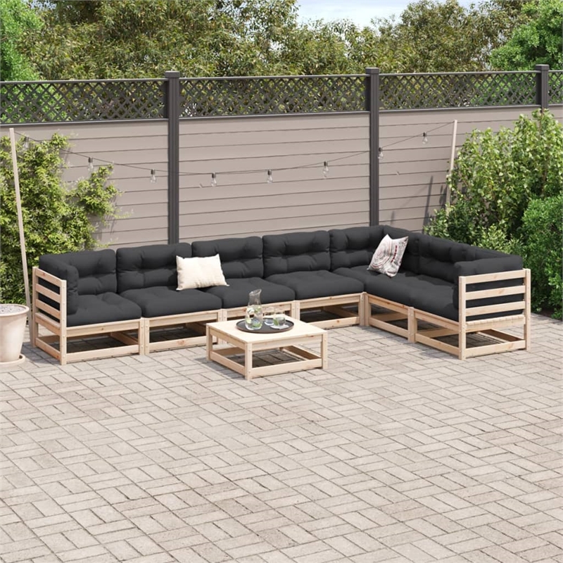 Afuera Living Contemporary 8 Piece Wood Large Sofa Set in Natural