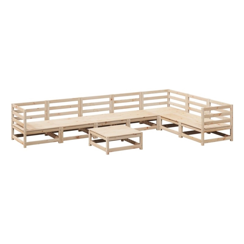 Afuera Living Contemporary 8 Piece Wood Large Sofa Set in Natural