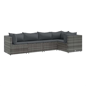 Afuera Living Contemporary Synthetic Poly Rattan 5 Piece  Lounge Set in Gray