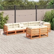 Afuera Living Contemporary 8 Piece Wood Large Sofa Set in Brown