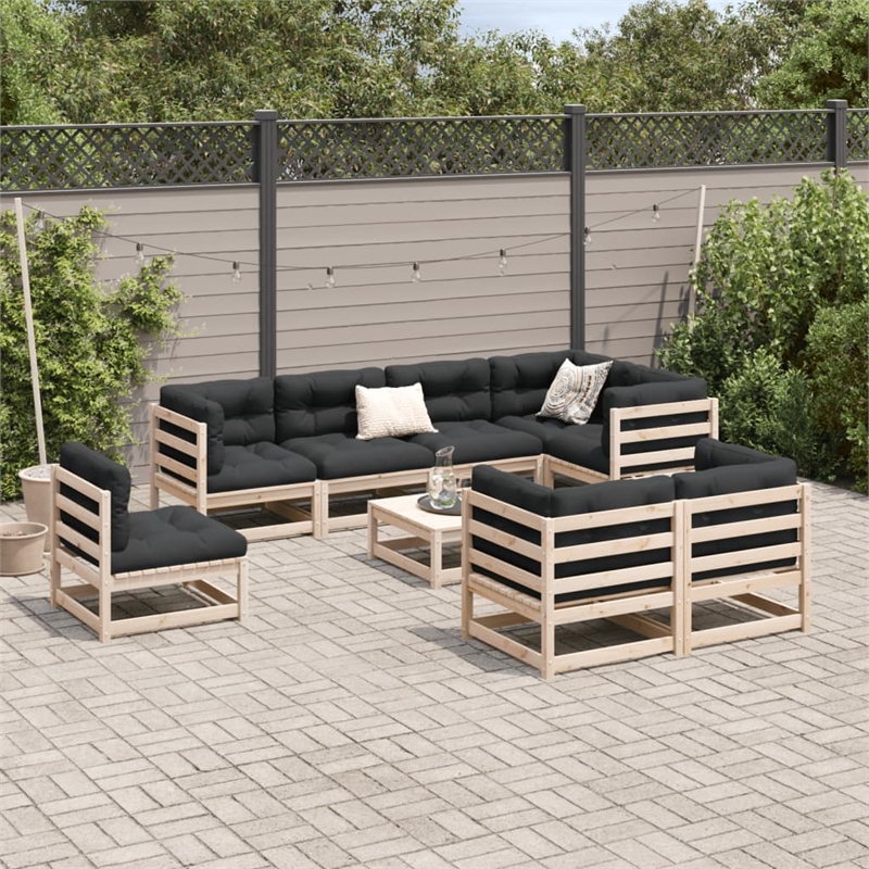 Afuera Living Contemporary 9 Piece Wood Large Sofa Set in Natural