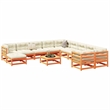 Afuera Living Contemporary Durable Wood Large Sofa Set in Brown