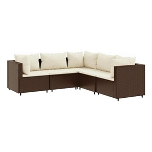 Afuera Living Contemporary 5 Piece Steel Lounge Set in Brown