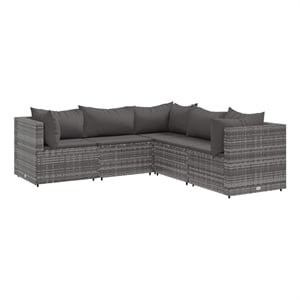 Afuera Living 5 Piece Poly Rattan Lounge Set in Gray/Anthracite